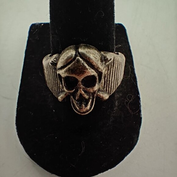 Silver Tone Skull Ring Gothic Biker Punk Style Chunky Unisex Size 12.5 + Open - Picture 3 of 13